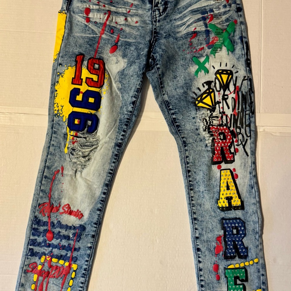 Rue21 Blue Tie-Dye Skinny Jeans
